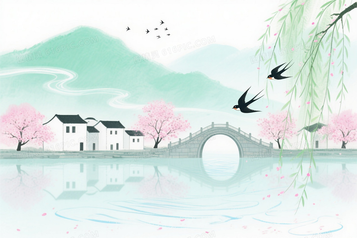 水墨春景背景图片下载_免费高清水墨春景背景设计素材_图精灵