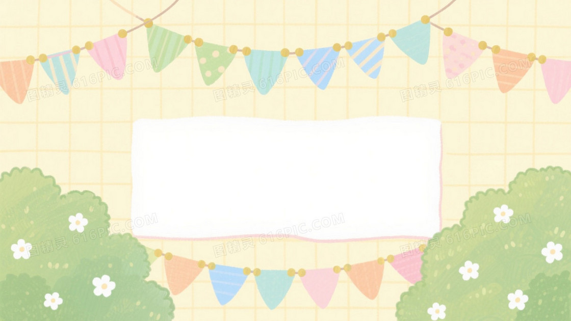 马卡龙色春日花园手绘背景