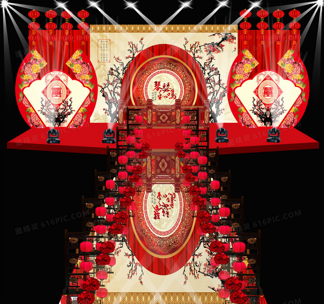 喜庆中式婚礼背景素材
