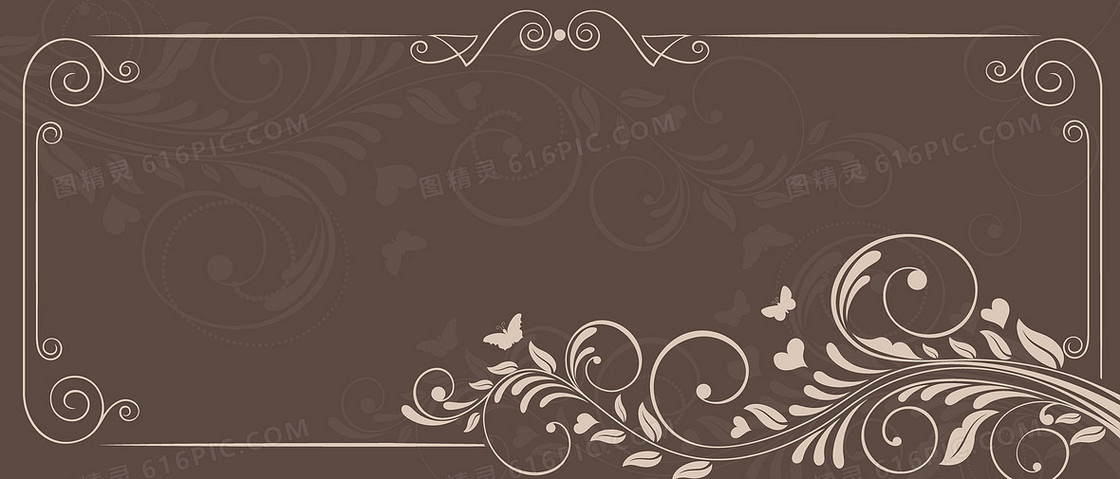 矢量欧式花纹西式咖啡色邀请卡背景