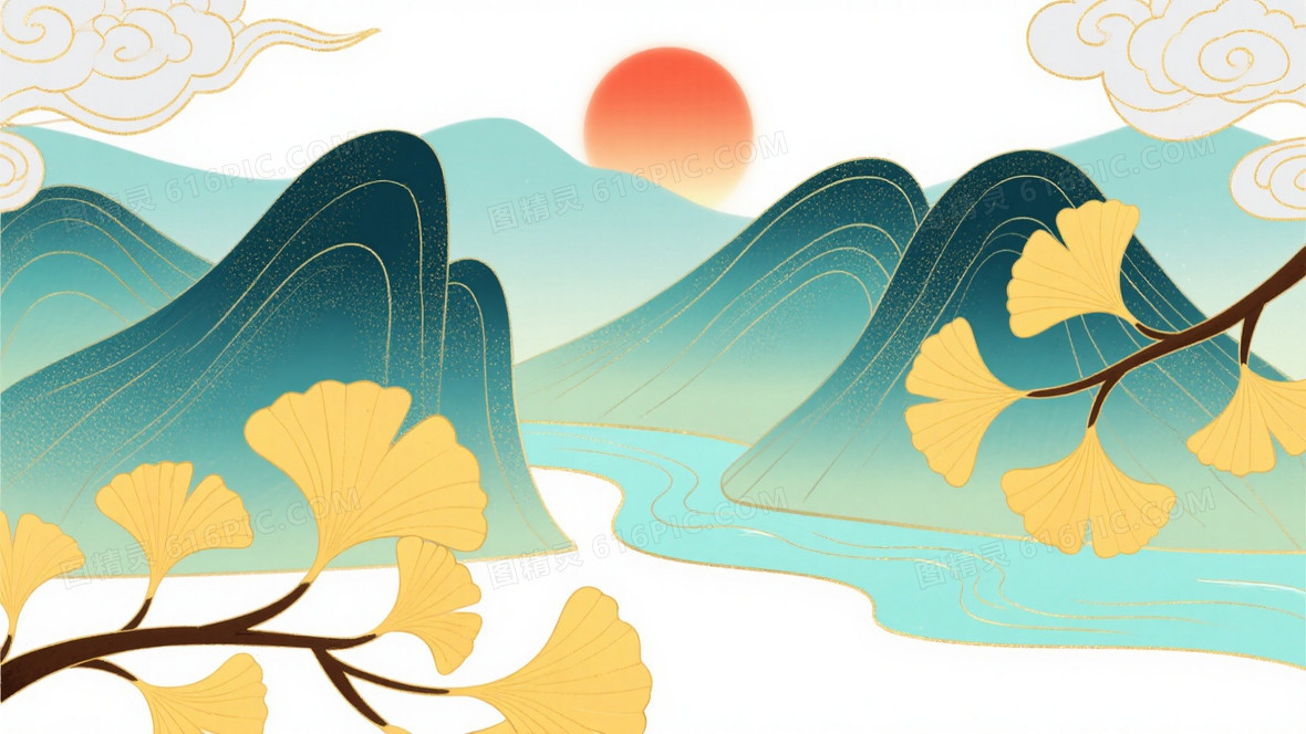 青绿山水新中式插画背景背景图片下载_1584x1056像素JPG格式_编号z7nfjm47w_图精灵