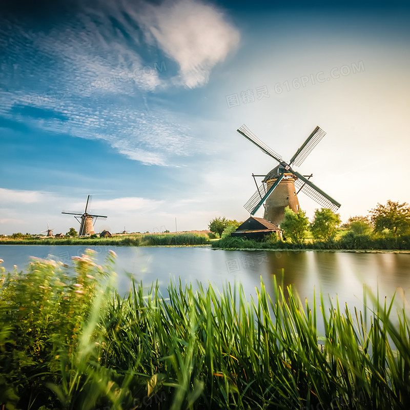 荷兰风车背景