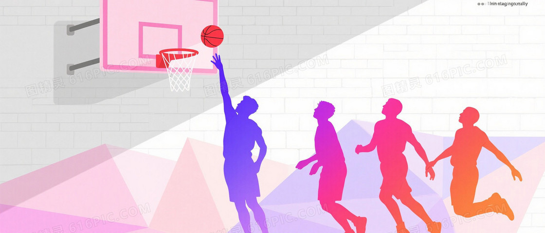 白砖墙渐变篮球剪影背景