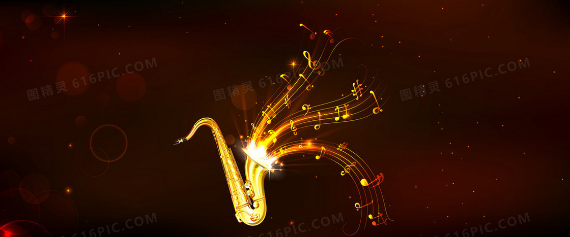 萨克斯华丽音符背景
