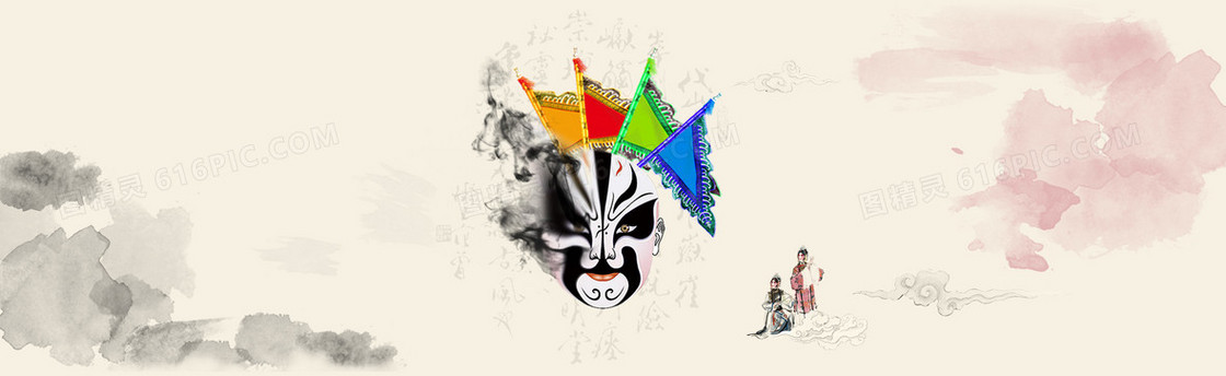 脸谱背景　(1920*589) 中国风 