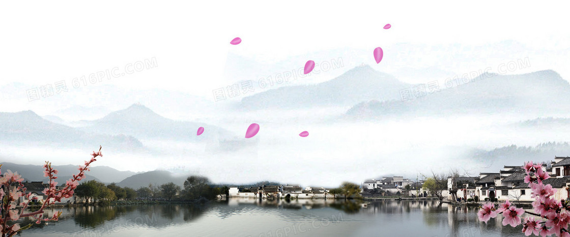 淡雅山水江南背景