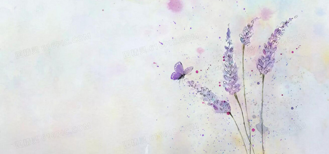 手绘紫色花背景图
