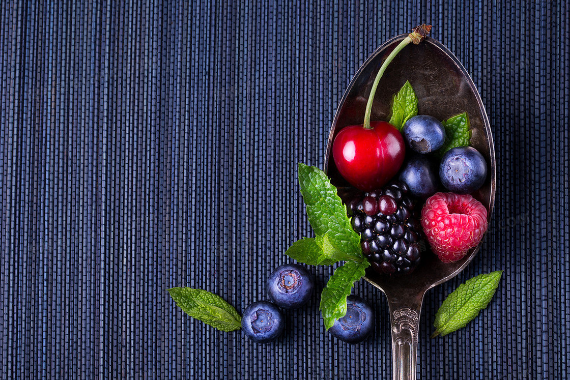 食物水果蓝莓樱桃蔓越莓纹理背景