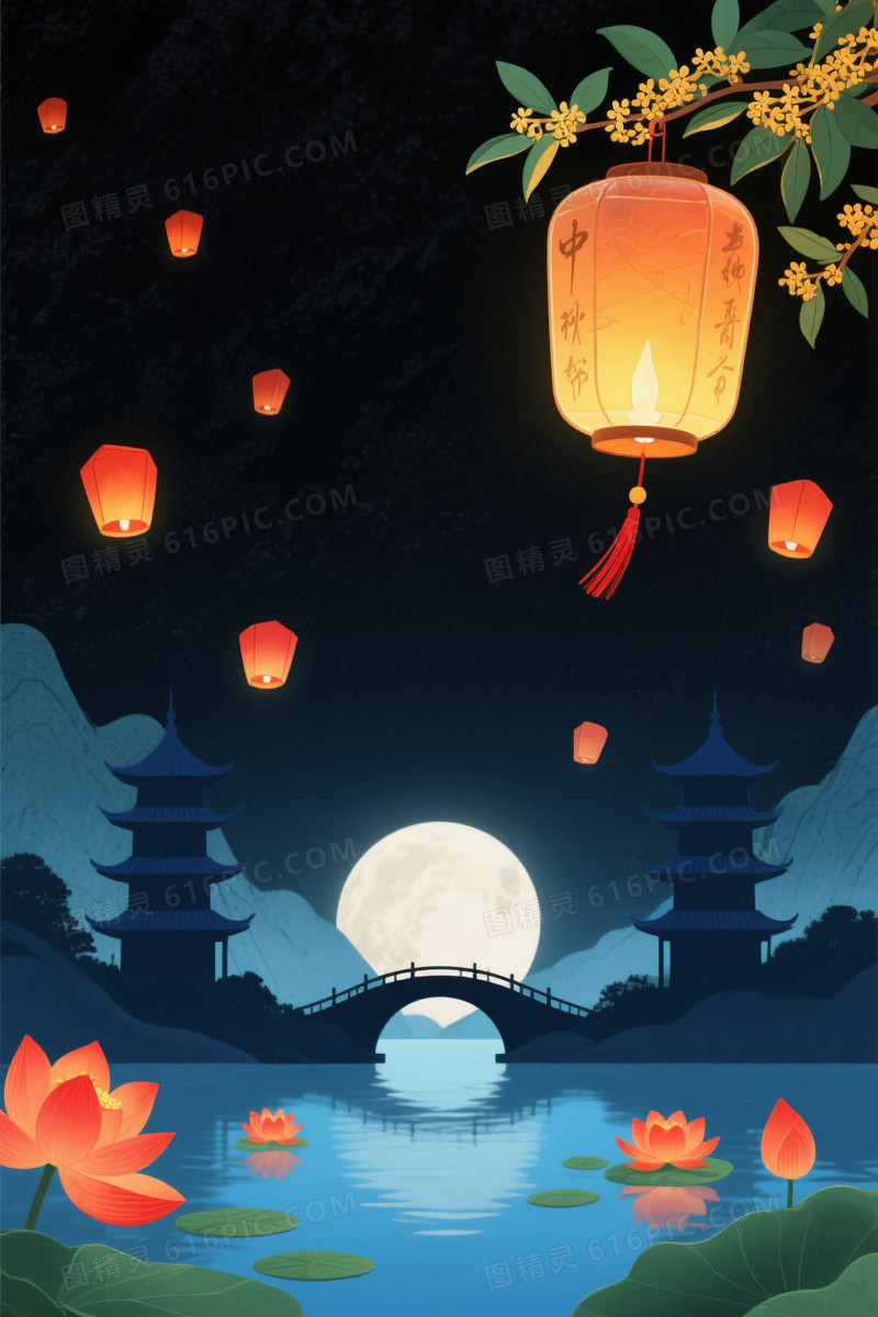 墨黑宣纸肌理灯笼桂花背景背景图片下载_1056x1584像素JPG格式_编号vgmfndn6p_图精灵
