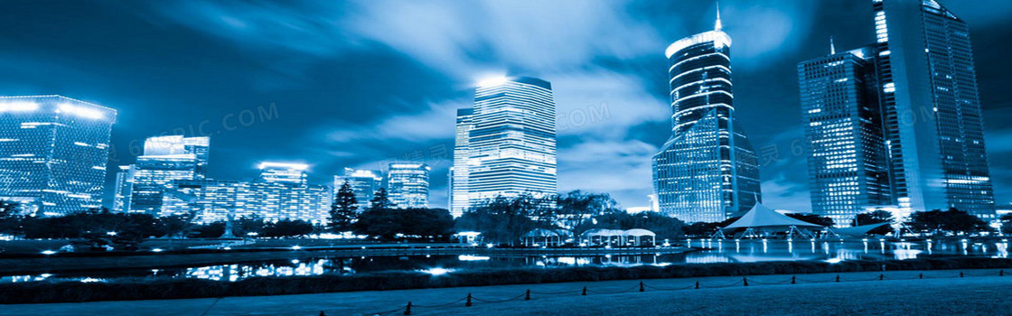 蓝色夜景海报背景