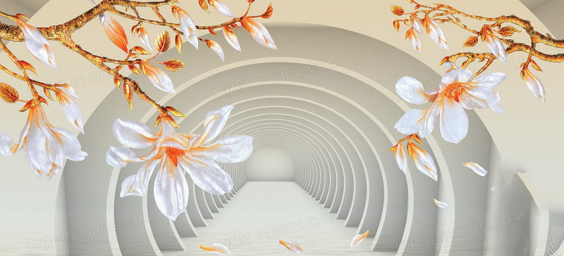 电视背景墙花卉背景banner