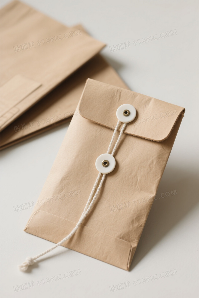 浅棕牛皮纸文件袋特写背景
