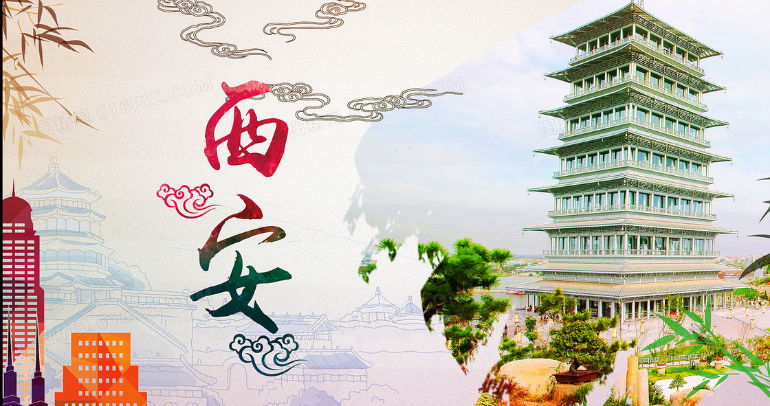 西安印象旅游宣传海报背景素材