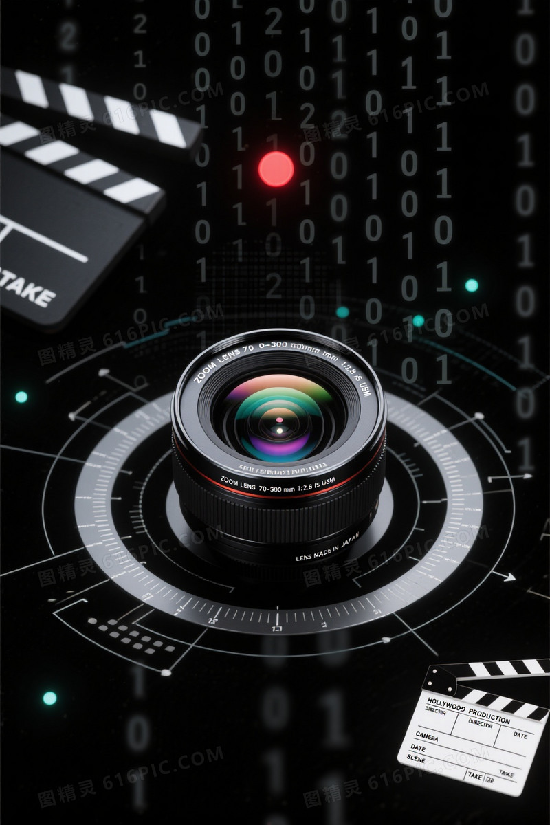 深黑科技单反镜头背景