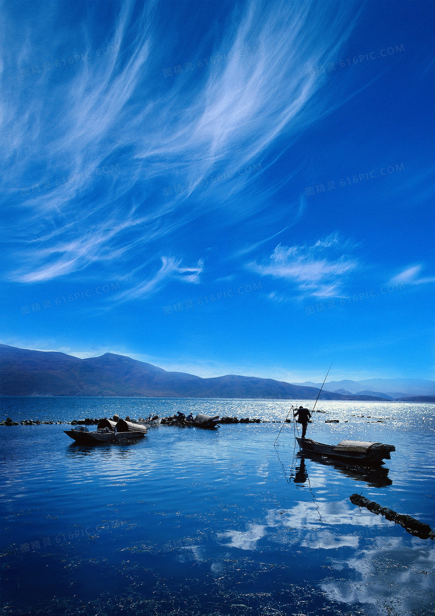 江南水乡蓝天背景