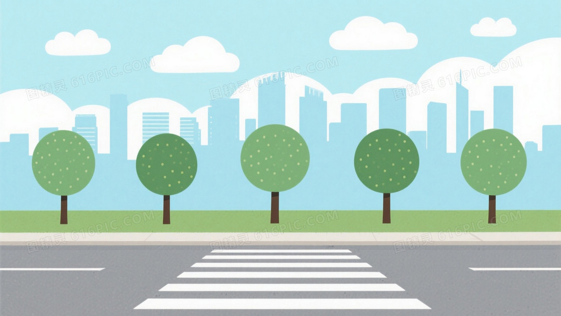 浅青蓝扁平城市街景背景