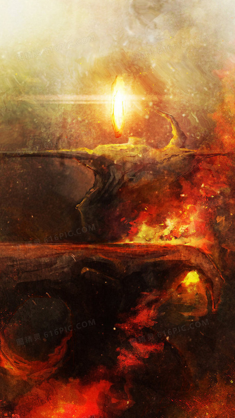 纹理游戏火焰悬崖h5素材背景