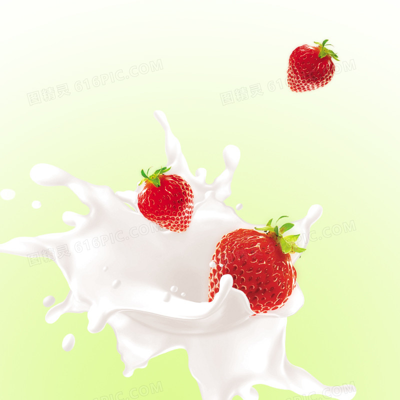 清新草莓牛奶背景图