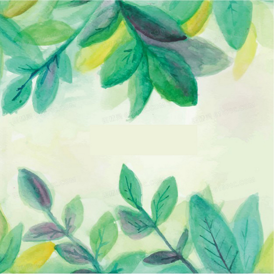 绿色叶子手绘背景图
