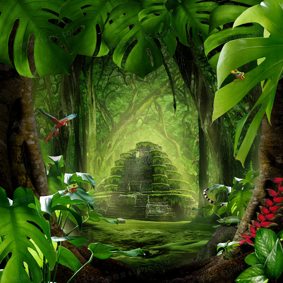 魔幻森林绿色背景