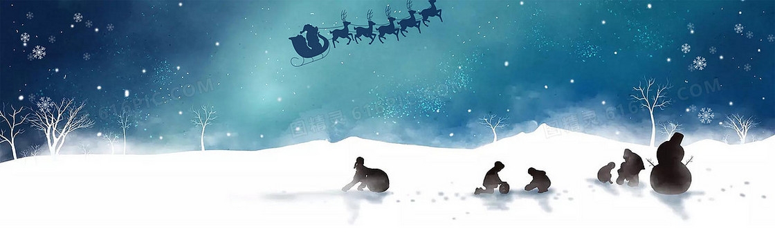 梦幻圣诞雪橇节日背景素材