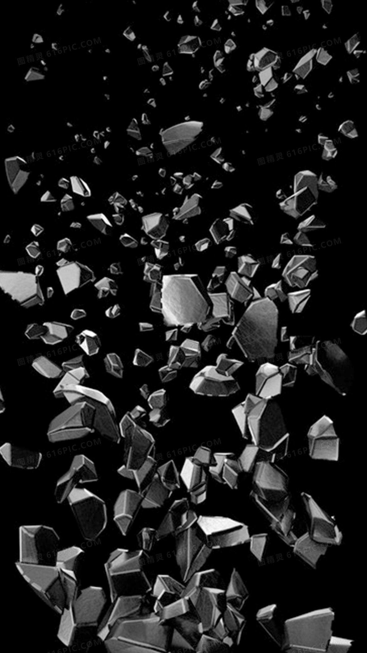 大气酷黑碎石科技感h5背景