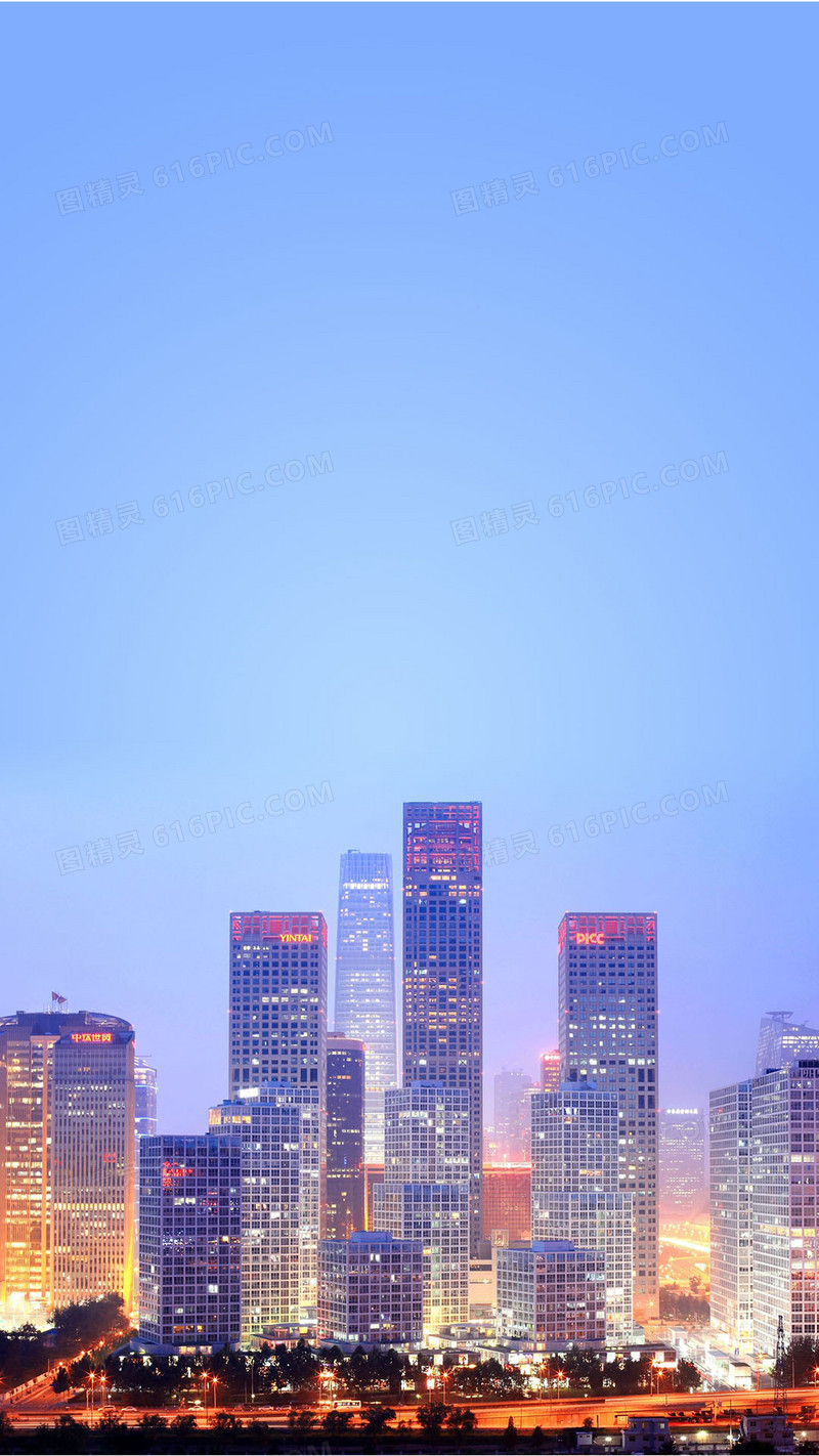 蓝色背景下的城市背景