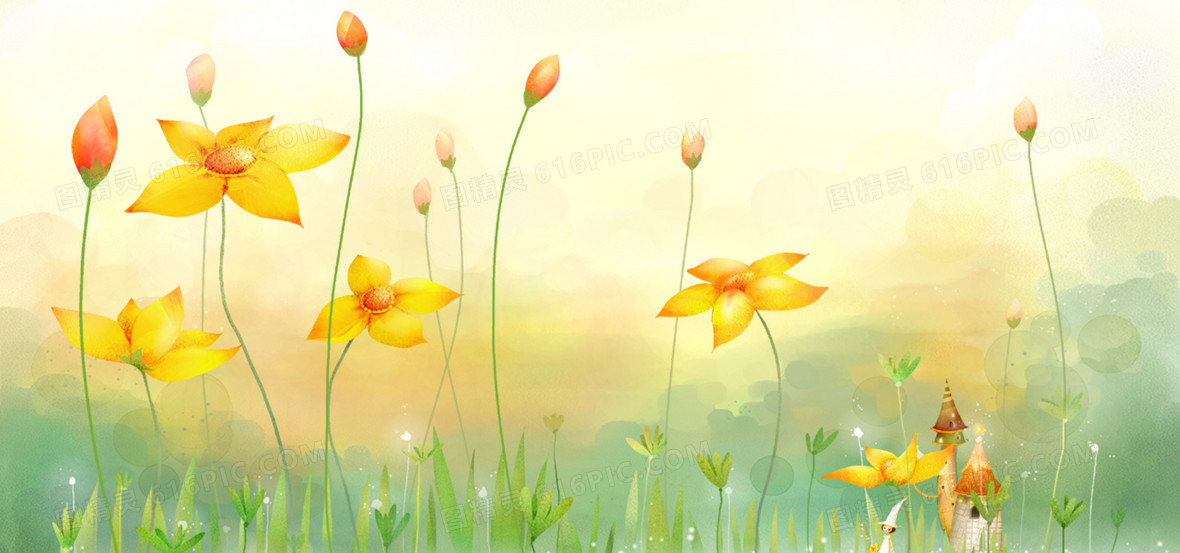 手绘花朵淘宝春装海报背景