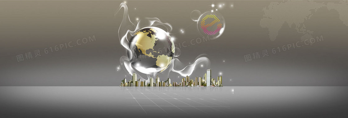 科技企业文化地球城市梦幻背景banner