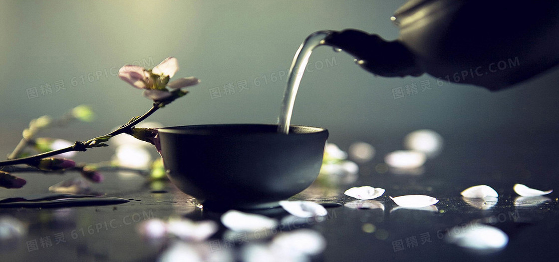 文艺品茶背景图