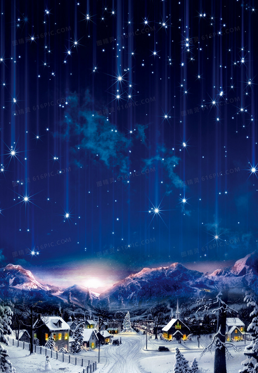 蓝色雪景