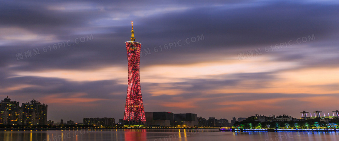 广州塔夜景旅游海报背景图