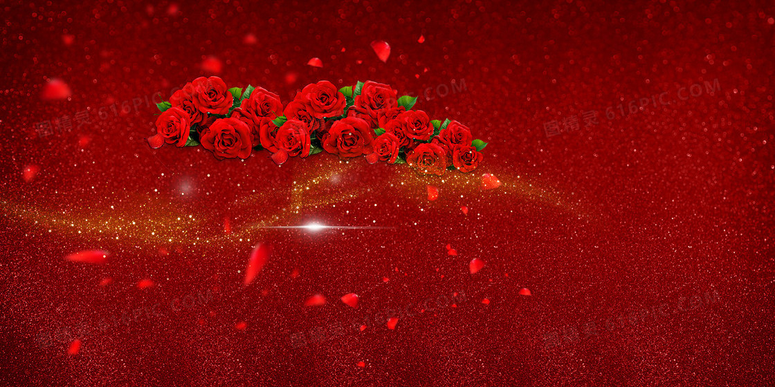 艺术字玫瑰花红色钻石背景新婚快乐背景素材