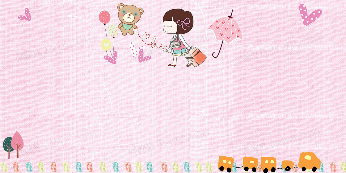 可爱卡通儿童相册粉色背景素材
