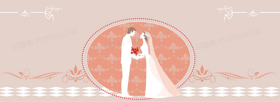 婚礼扁平红色海报banner背景