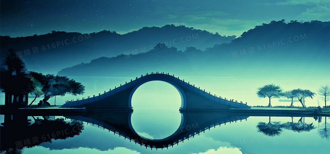 唯美小桥流水背景图