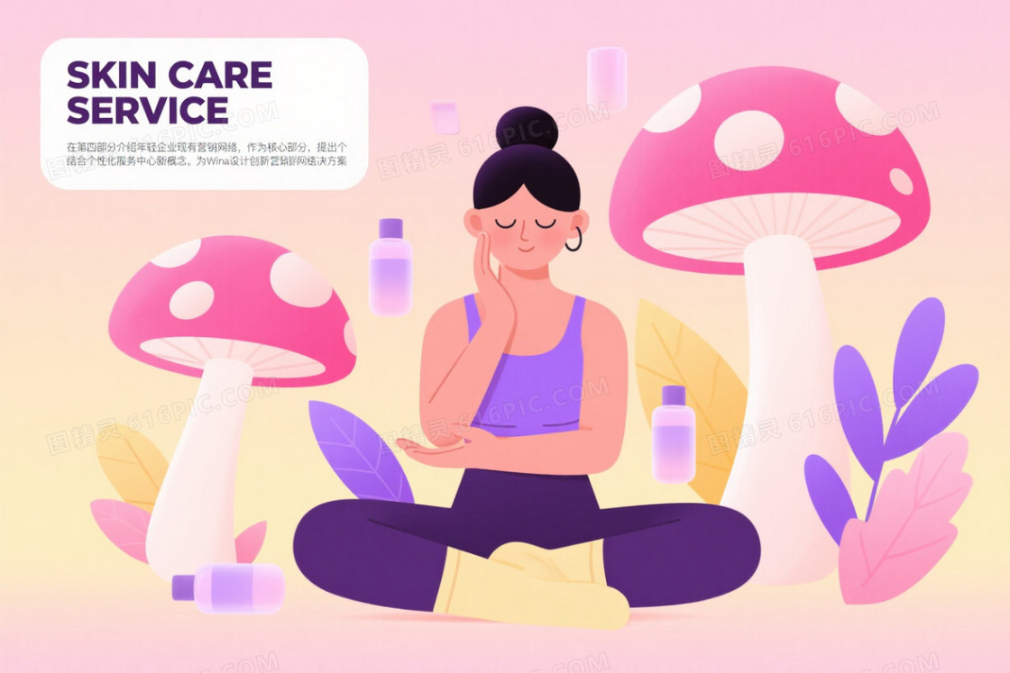 暖粉淡黄渐变冥想女性背景