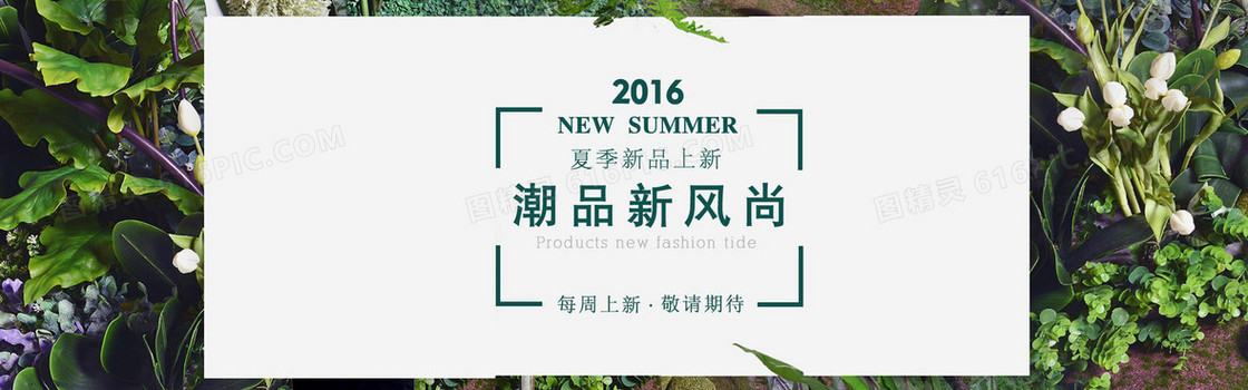 绿色小清新夏季女装上新banner