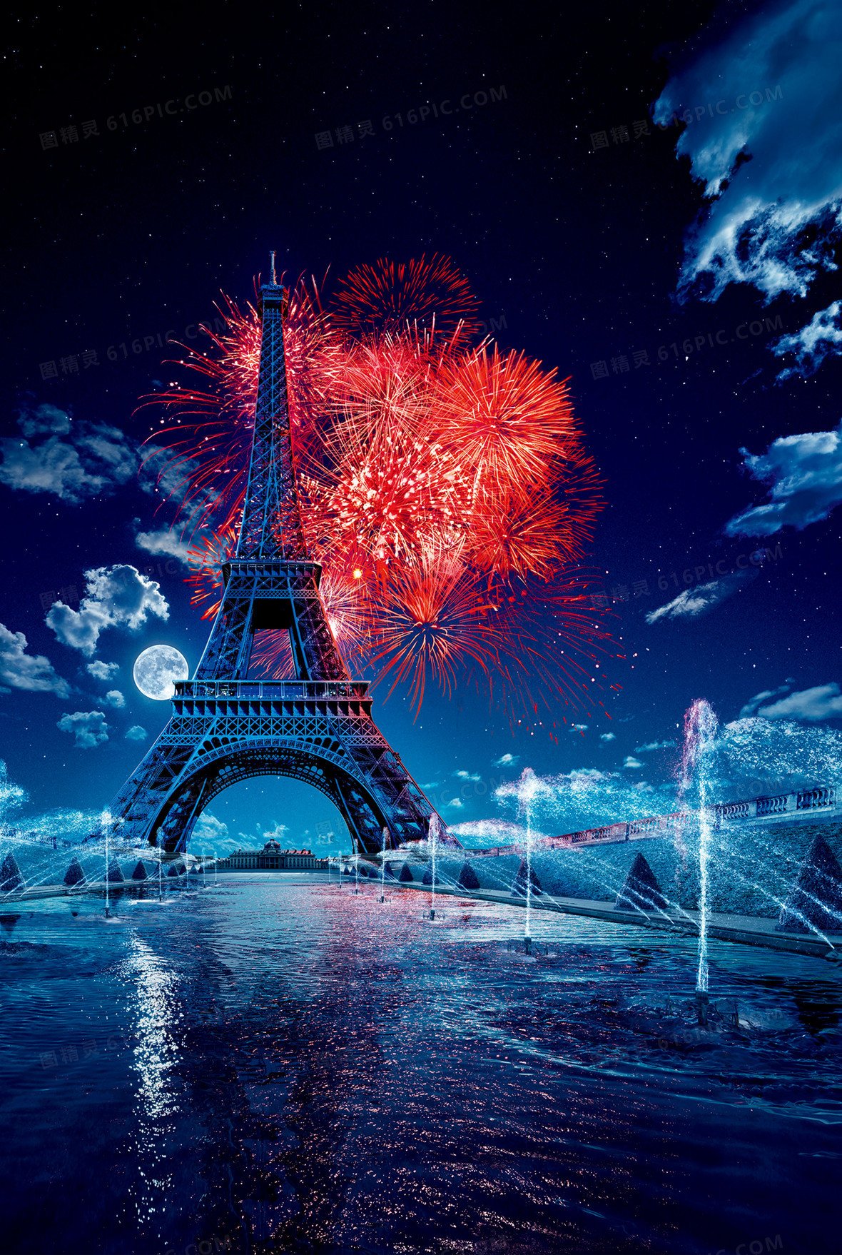 艾菲尔铁塔夜景背景