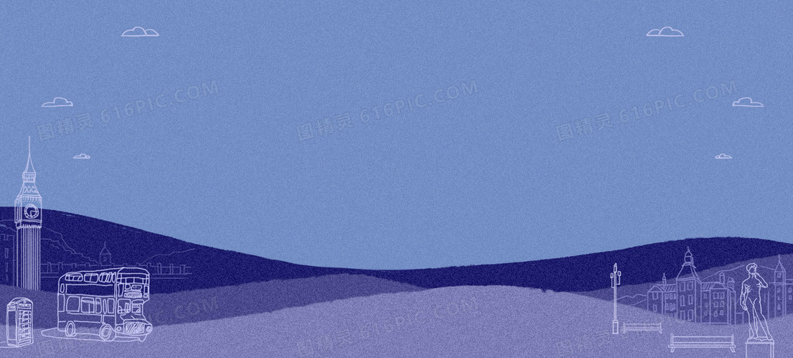 卡通城市手绘背景banner