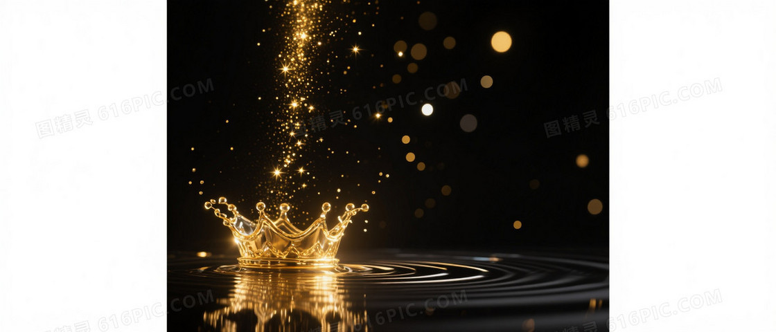 深黑背景金色水花飞溅背景