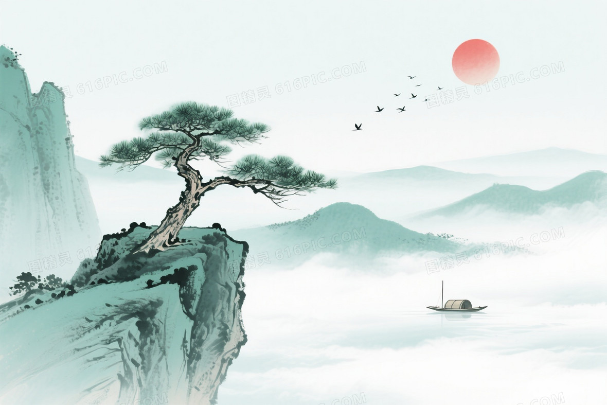暖米浅金晕染山水松云背景背景图片下载_1664x936像素JPG格式_编号1mrf5g5m8_图精灵