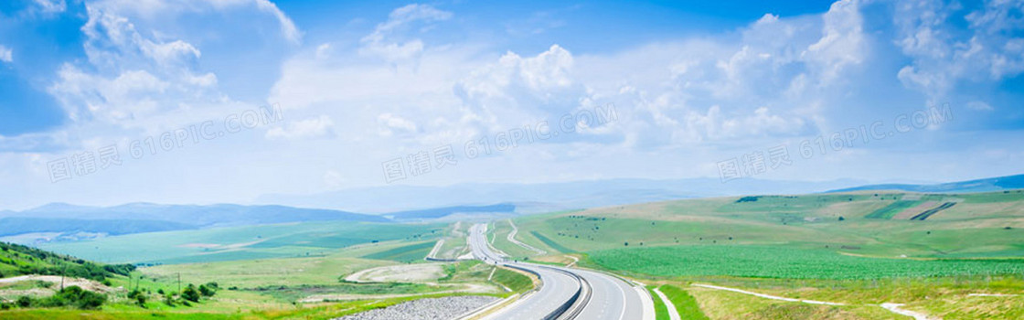 唯美公路风景简约大气淘宝海报背景