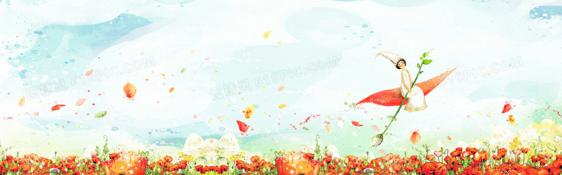 秋季卡通童装促销背景banner