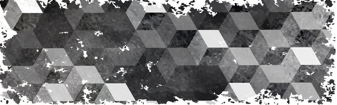 黑白炫酷立体碎片背景banner