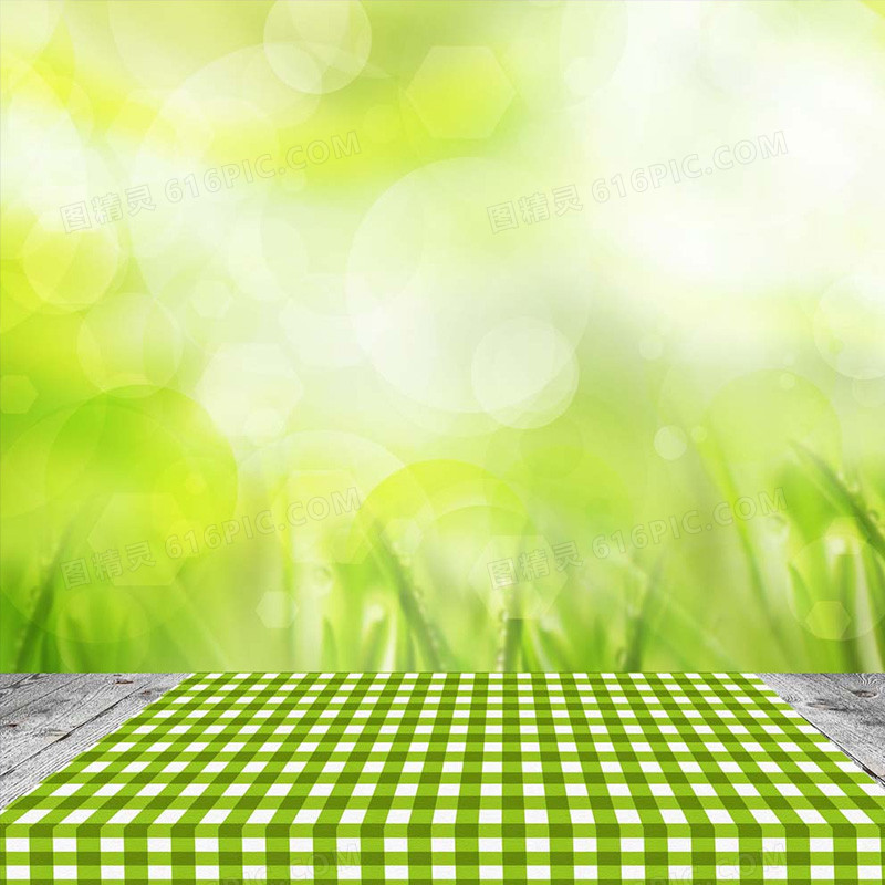 绿格子桌布主图背景素材