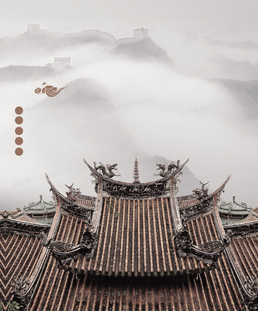 中国风古韵古建筑背景素材