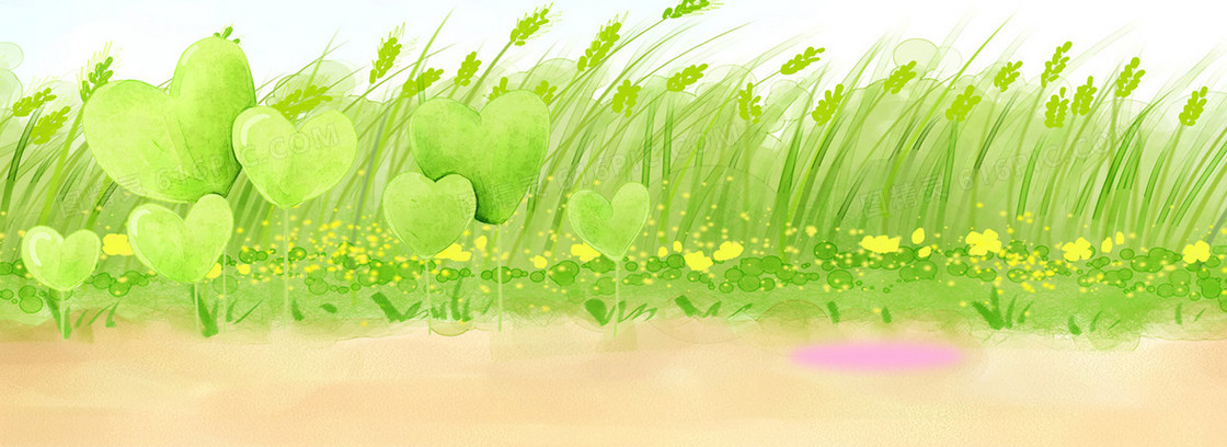 绿色手绘植物淘宝背景