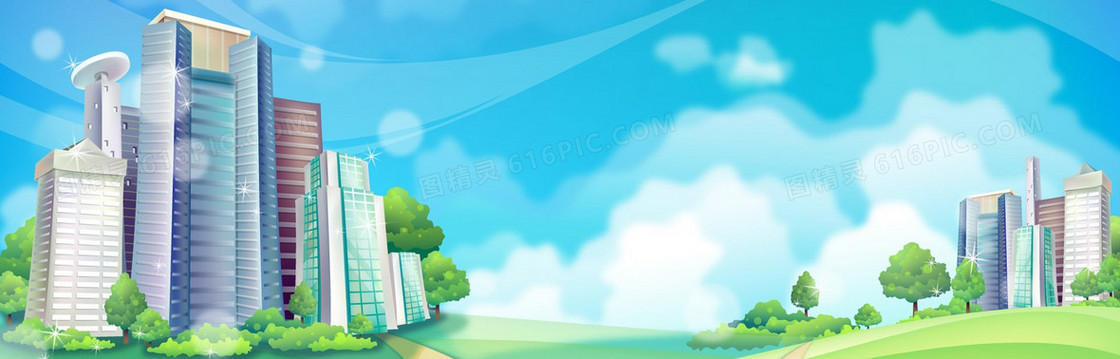 卡通版建筑banner创意设计