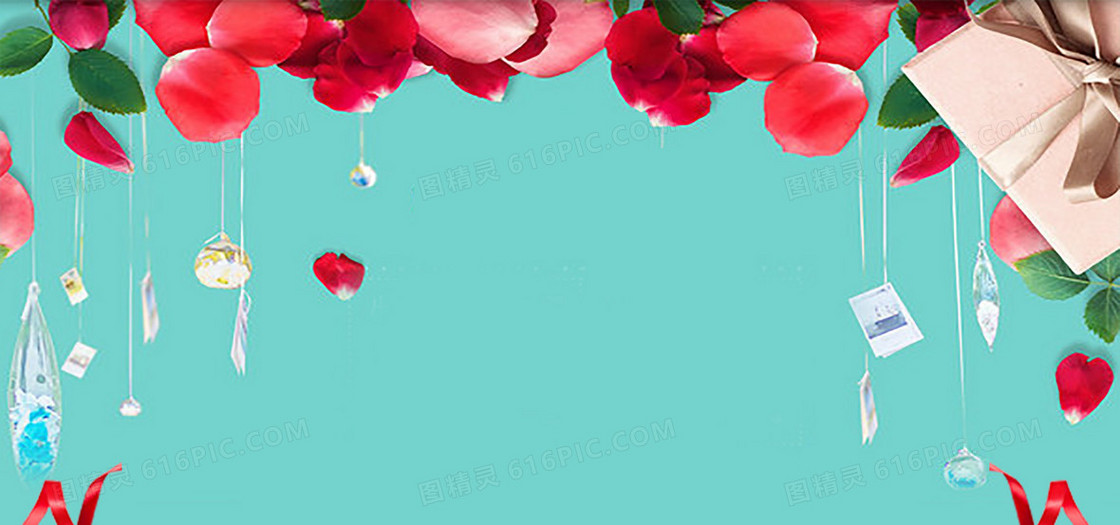 情人节浪漫蓝色电商海报背景